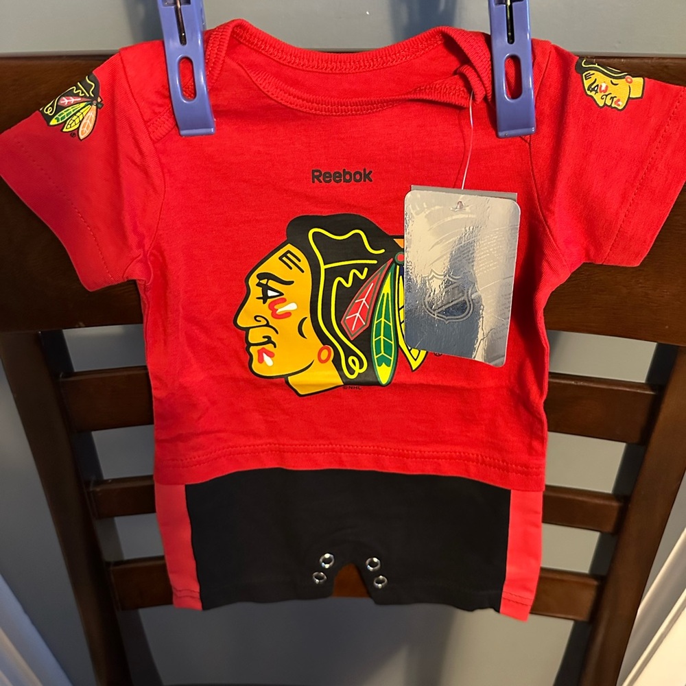 NHL Red and Black Bodysuit with Chicago Blackhawks Logo